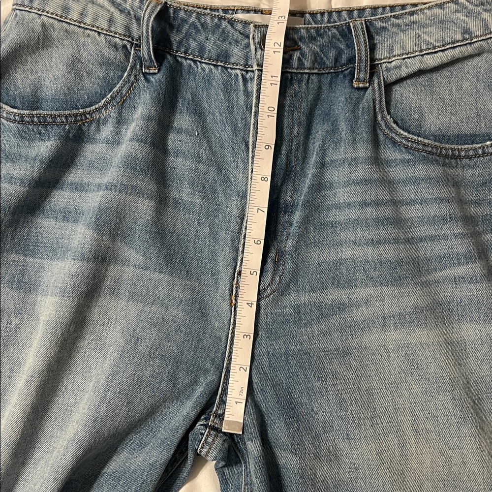 Fashion Nova No Limit Belted Wide Leg Jeans Size 13/32 Medium Wash Cotton NWT - Picture 6 of 10